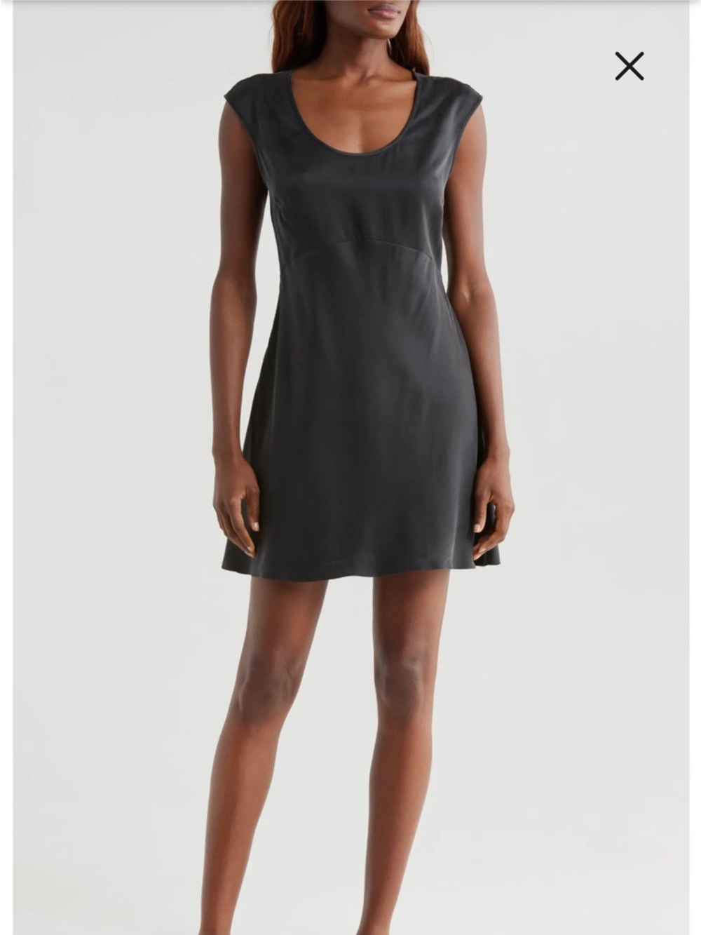 Lunya Black Washable Silk Cap Sleeve Mini Dress Size Medium